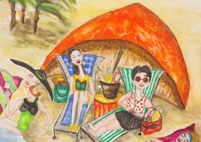 Girls Laughing at Beach